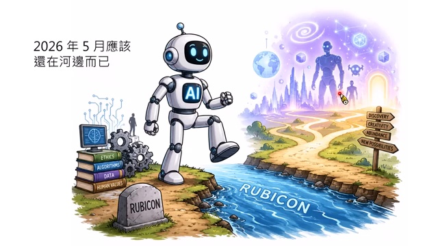 课程结论：2026 年 5 月还未跨过 Rubicon，但已经在河边。